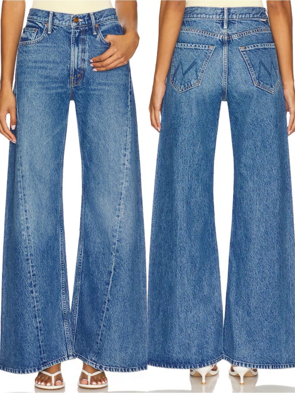 Mother Snacks The Lemon Twist Wide Leg Jeans Rolling In The Dough - Picture 8 of 11